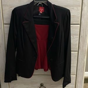 XOXO Suit xl black blazer red skirt 7/8 NWT